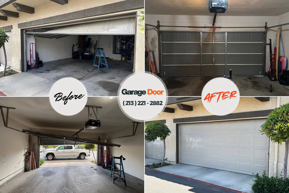 Before and after: garage door repair Meadowdale, WA